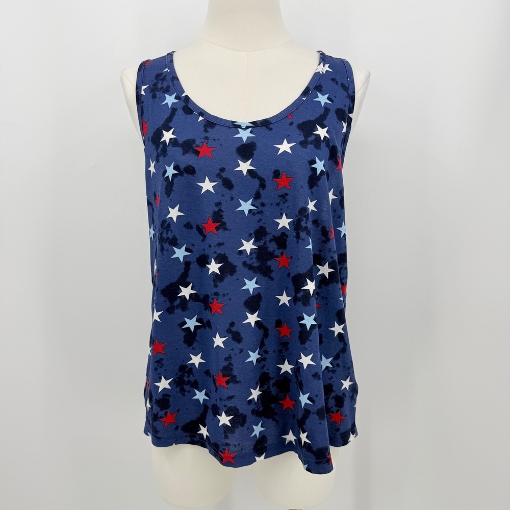 Natural Reflections Star Print Tank Top Patriotic Racerback M Festival Americana